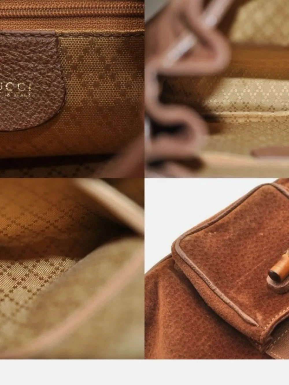 Gucci Vintage Brown Suede Leather Drawstring Backpack Bag